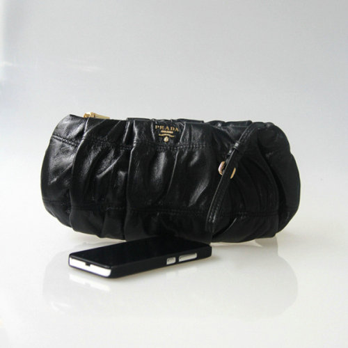 2014 Prada Gaufre Leather Evening Shoulder Bag BT0802 black for sale